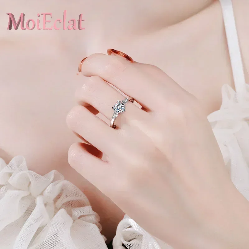 

Top Luxury Rings for Women, Pt950 Platinum Heart-shaped 1 Carat Moissanite Diamond Engagement Ring Wedding Jewelry for Her