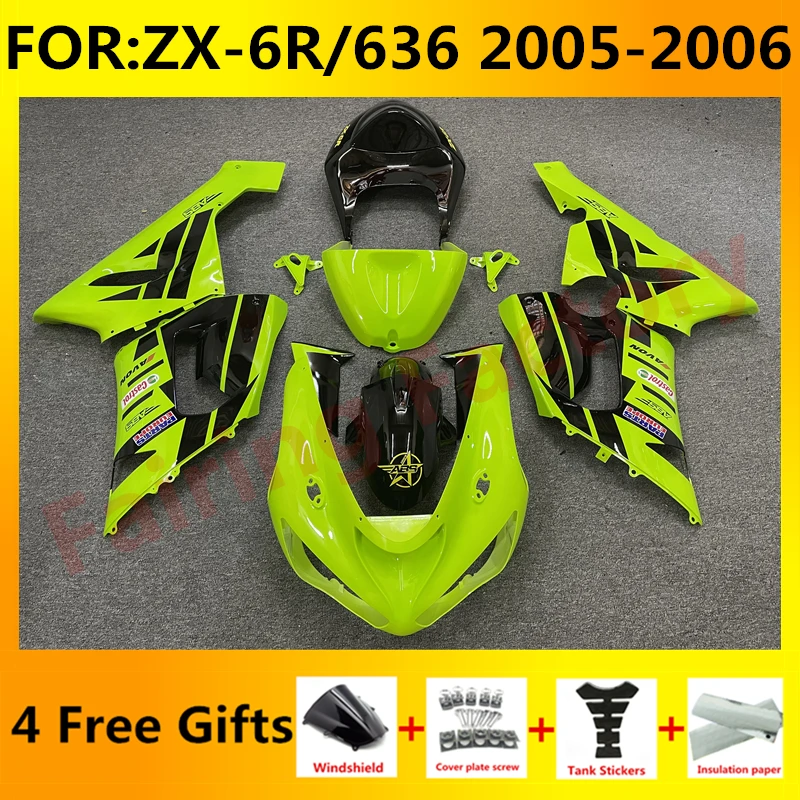 

Motorcycle Injection mold Fairings Kit fit for Ninja ZX-6R 2005 2006 ZX6R zx 6r 636 05 06 bodywork full fairing set yellow black