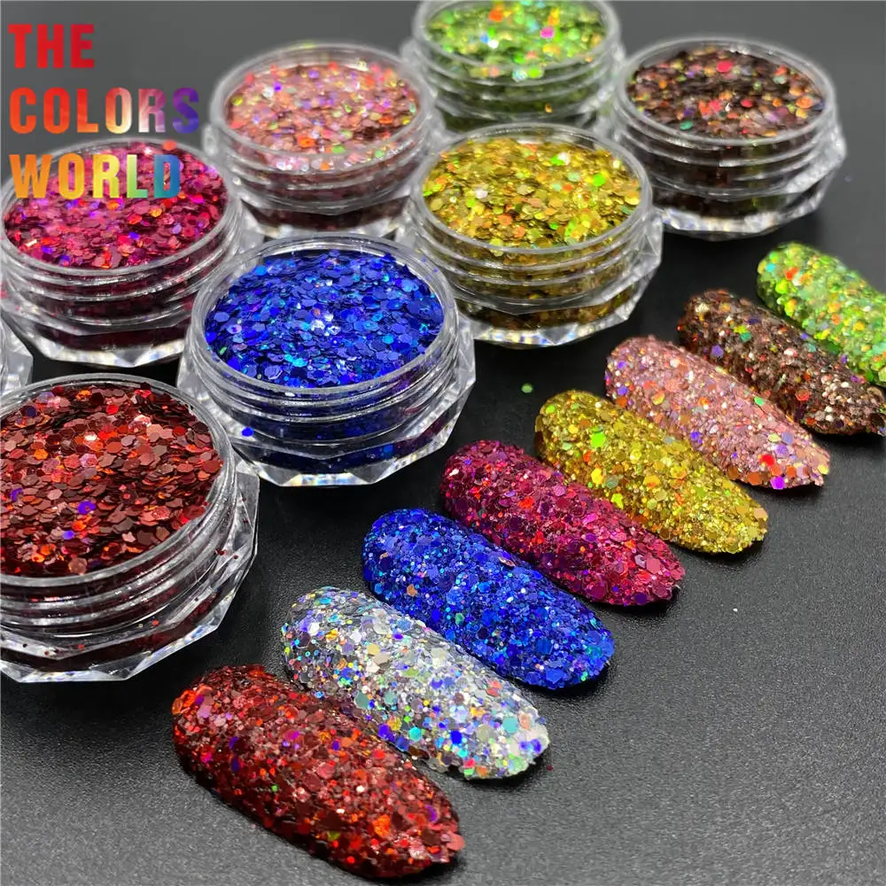 TCT-326 Chunky Mix Laser Color Nail Glitter Nail Art Decoration Body Art Makeup Tattoo Tumblers DIY Crafts Festival Accessories