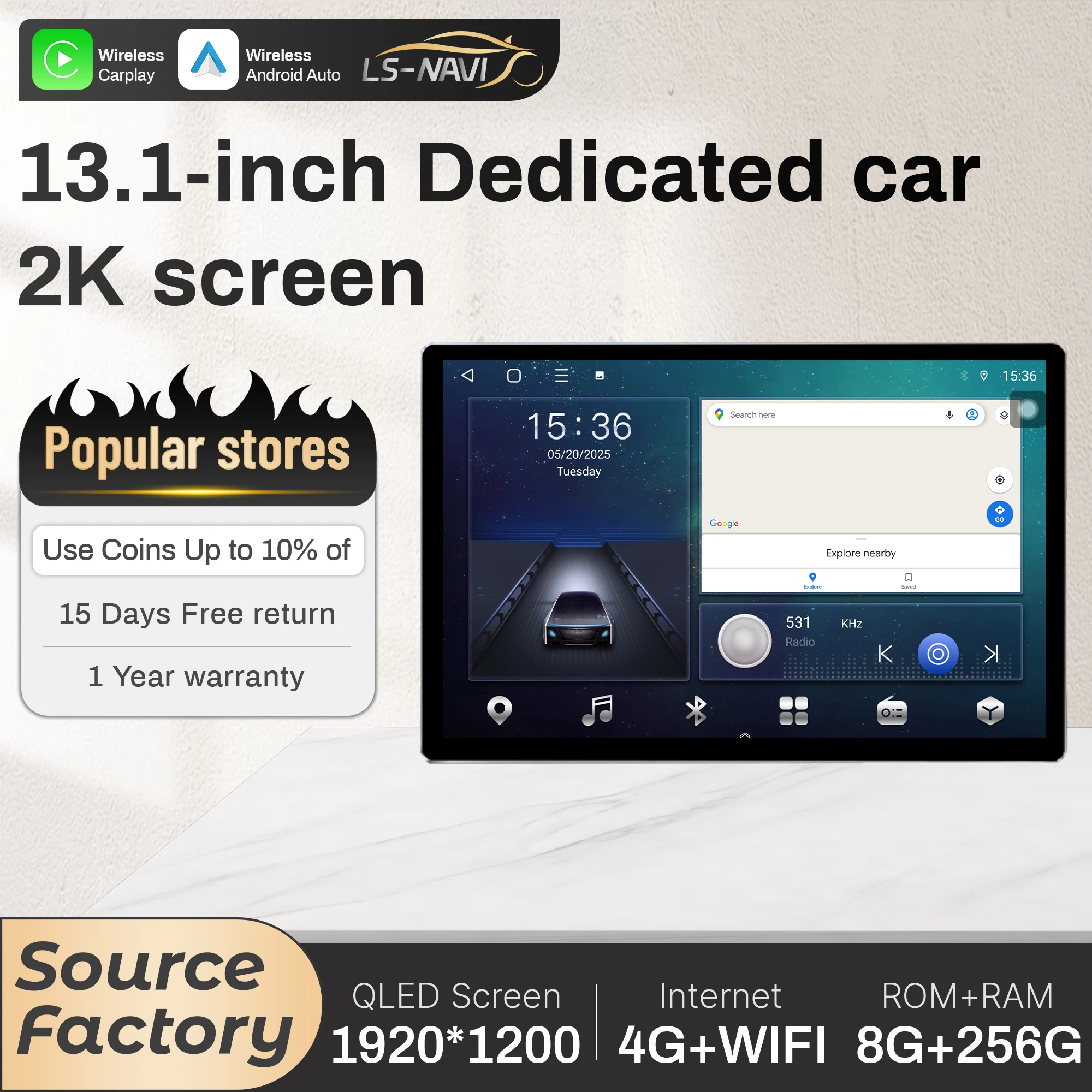 

13.1” For Toyota Camry 2021 2022 Car Radio Multimedia Navigation GPS Wireless Android CarPlay 4G QLED Screen