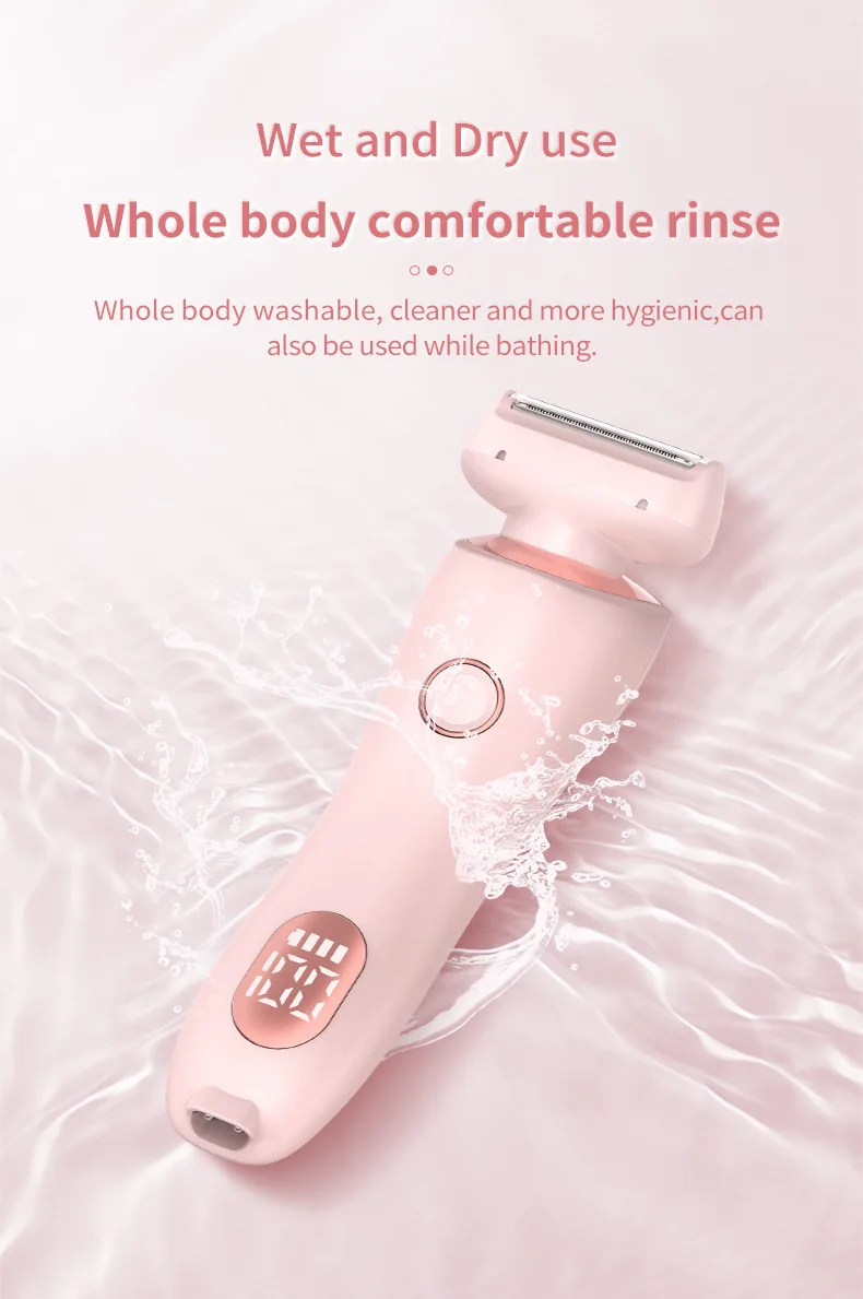 2-in-1-Damenrasierer, elektrischer Damenrasierer, wasserdichter Bikini-Gesichtstrimmer, schmerzlose Haarentfernung für Mädchen, Unterarm, Bein, Körper, Arm – Detail 5