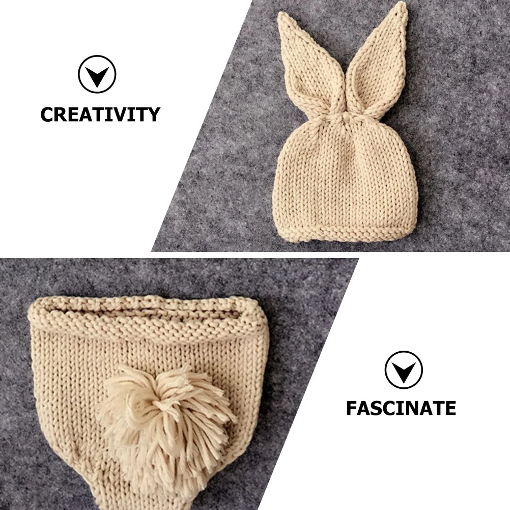 Costume for Kids Newborn Sweater Photography Shoot Props Infant Girl Bunny Ear Hat Crochet Pants Baby Outfits First Birthday