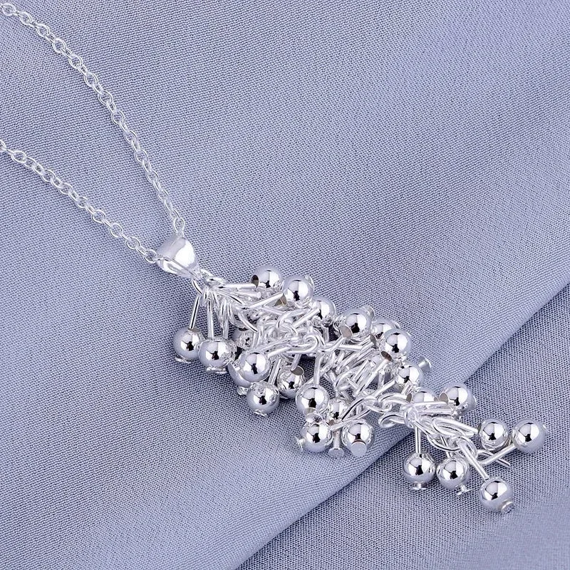 Hot popular Costume Jewelry 925 Sterling Silver classy Grape beads Pendant Necklaces For Women Fashion party wedding Engagement view 2