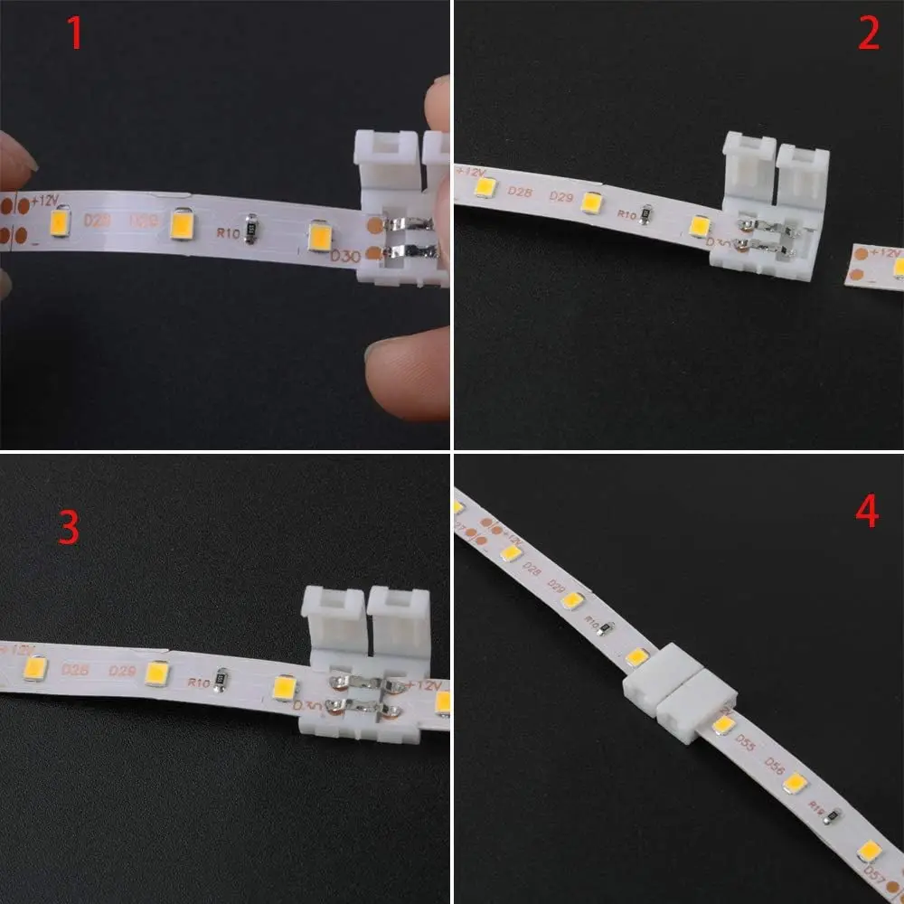 Do 8 mm 2-pinowego złącza taśmy LED 3835 5050 3528, kabel złącza wtykowego, elastycznego złącza narożnego taśmy LED COB, szybkiego złącza