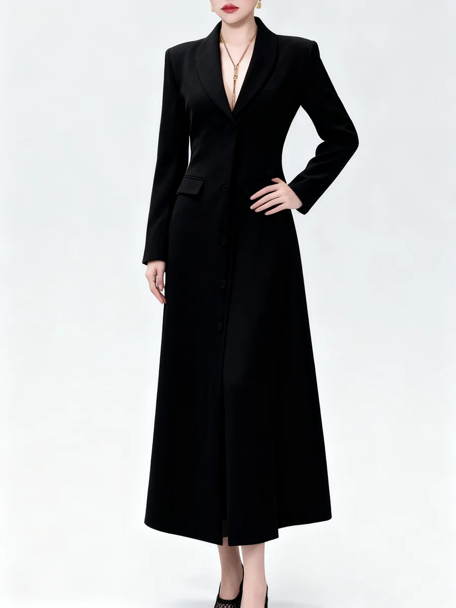 TWOTWINSTYLE الصلبة تقسم واحدة الصدر مزاجه بليزرات طويلة للنساء التلبيب طويلة الأكمام المرقعة الشريط السترة الإناث