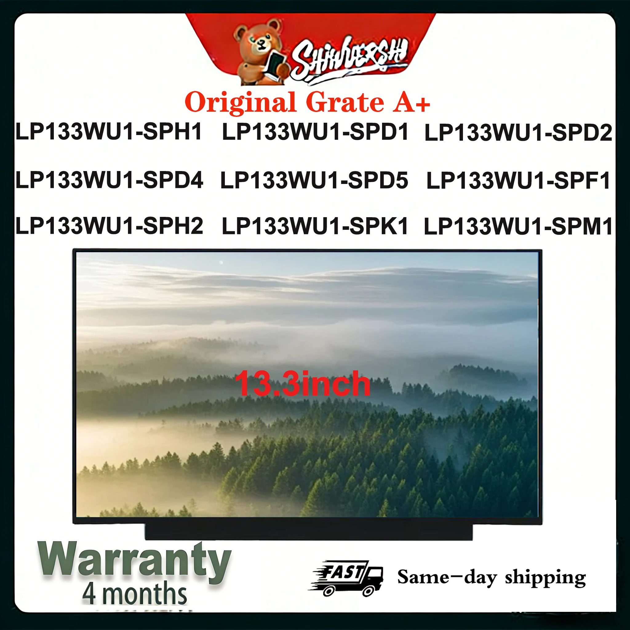 

Original New A+13.3 inch Slim Laptop Lcd Screen Panel LP133WU1 SPH1 SPD1 SPD2 SPD4 SPD5 SPF1 SPH2 SPK1 SPM1 60HZ