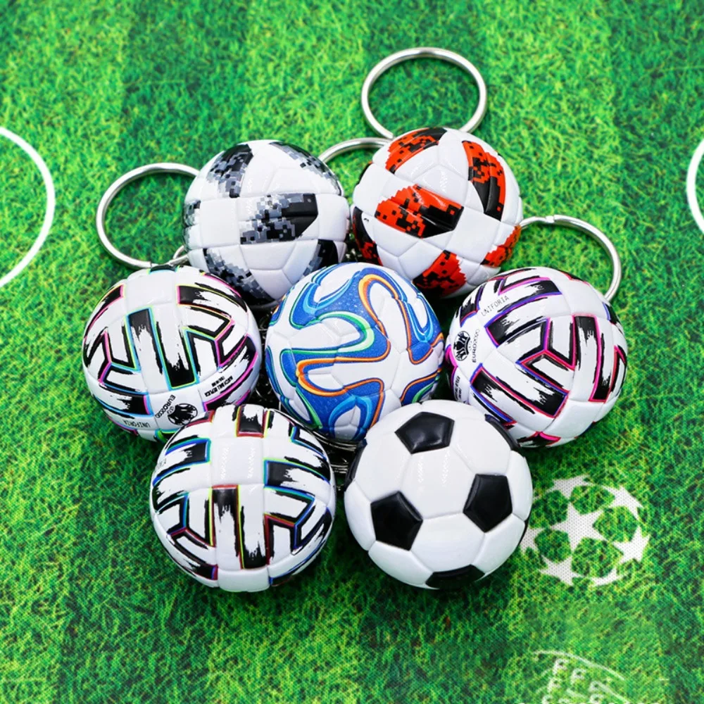 Leather Football Keychain New Exquisite Key Chain Souvenir Decoration Toy Keyring Ring School Reward for Kid Pendant Accessory