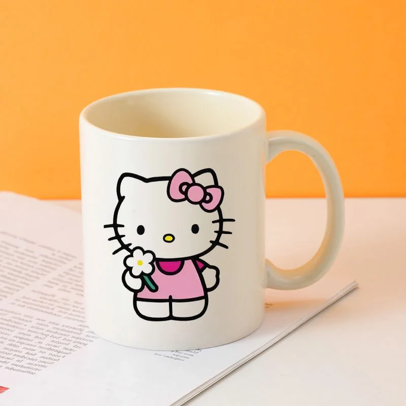 Hello Kitty Cute Ceramic Cup Cartoon Creative Home Office Coffee Student Dorm Breakfast Milk Mug Kawaii Anime Water Cup Gifts