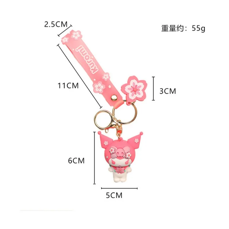 Sanrio Cute Sakura Keychain Pink Hello Kitty Melody Kuromi Model PVC Toy Collection Cartoon Keyring Toy Peripheral Toys image 6