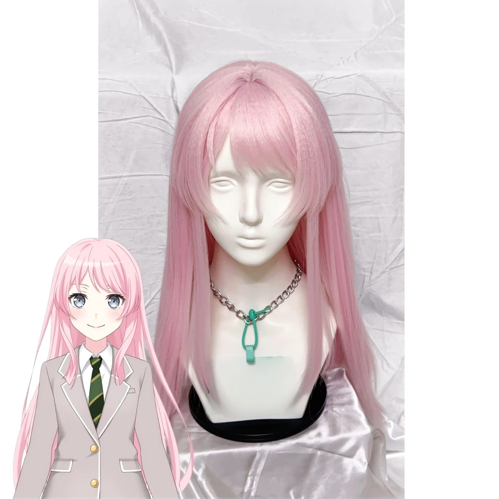 Chihaya Anon Cosplay Wig Long Straight Pink Hair Simulated Scalp Top Rose Net Inner Cap Heat Resistant Synthetic Fiber Wig