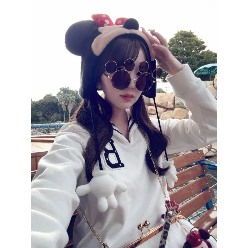 Japanese Fashion Versatile Sailor Collar White Sweatshirt Jacket Top Autumn New Niche Design Long-sleeved Hoodie Coat Women