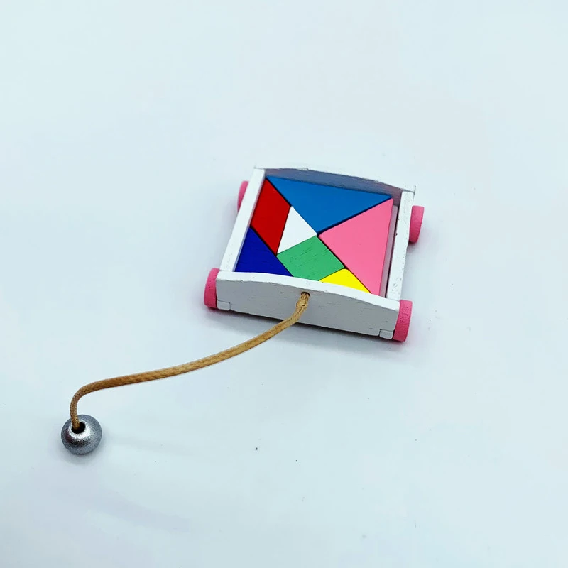 미니어처 7피스 퍼즐 귀여운 건축 탱그램 작은 정사각형 자동차 모델 장난감 인형집 장식 액세서리