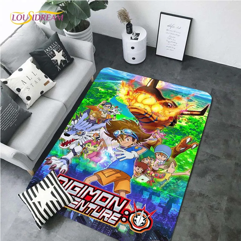 New Cartoon Digimon Area Rugs for Living Rome Anime Carpet Bedroom Soft Floormat Anti Slip Doormat Home Decor Gift Picnic