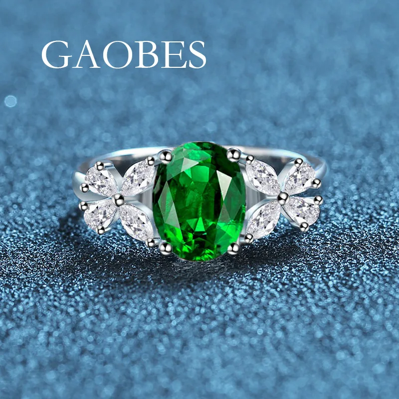 

Luxury Solid Platinum PT950 Women's Blue Green Blue Moissanite Diamond Ring