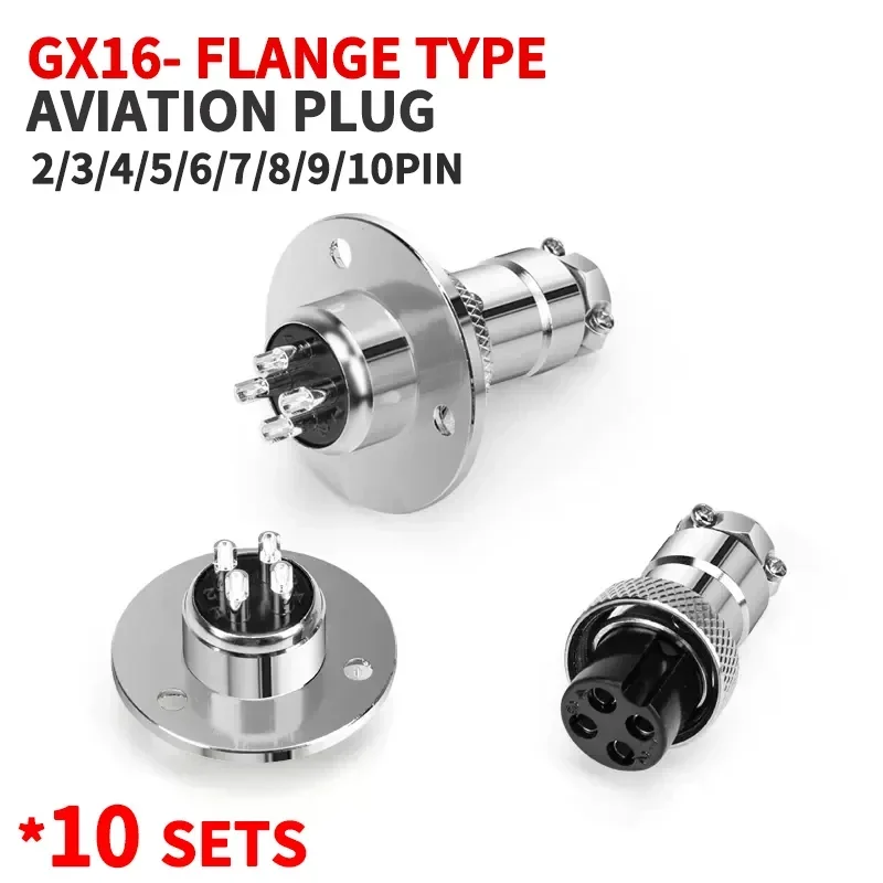 

10sets GX16 Flange mounting 3-hole fixing aviation connector plug&socket 2/3/4/5/6/7/8/9/10/12/14pin circular connectors ﻿