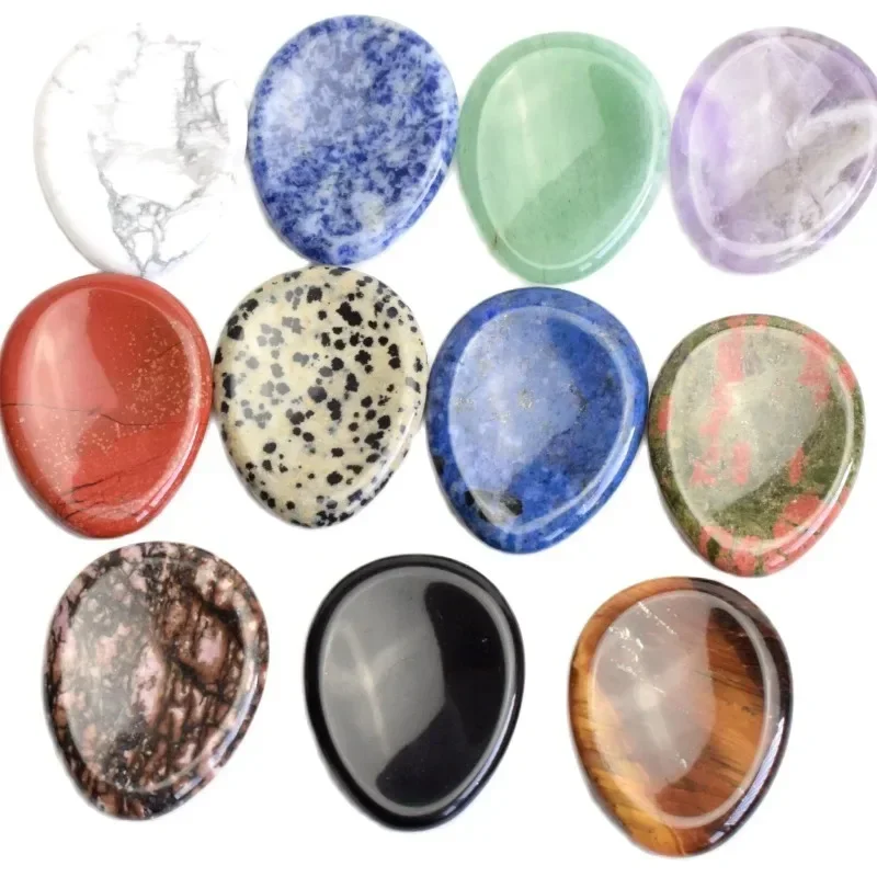 1.7 INCH Natural Chakra Semi-precious Stone Obsidian Quartz Crystal Reiki Healing Thumb Irish Worry Stone