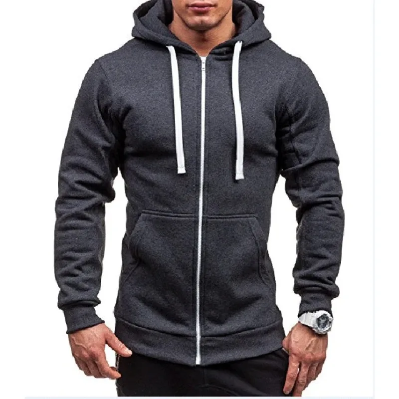 MRMT 2024 New Men\'s Casual Hoodie Zipper Hoodie Coat Fashion Trend Solid Color Cardigan Fitness Hoodie Comfortable