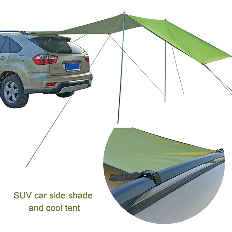 Portable Car Shelter, Camping Side Awning Car Sun Shade Sail Canopy Roof Top Tent For Caravan, Outdoor, SUV