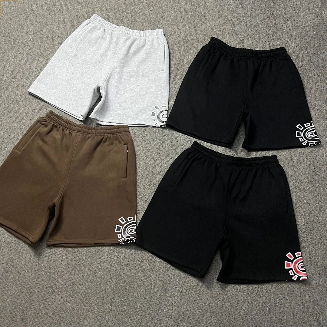 Classic Printed Fleece Lined Five Inch Shorts Casual High Street Style Drawstring Waist Cotton Youth Straight Leg Pants
