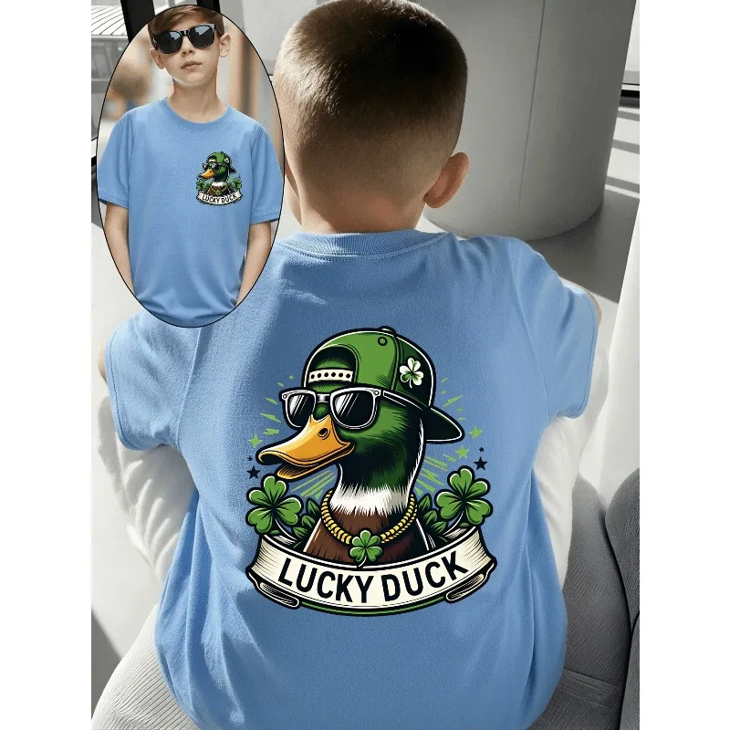 Lucky Duck Irish Style Printed Top Casual Street Style Parent-child Outfit Classic Printed Children's T-shirt
