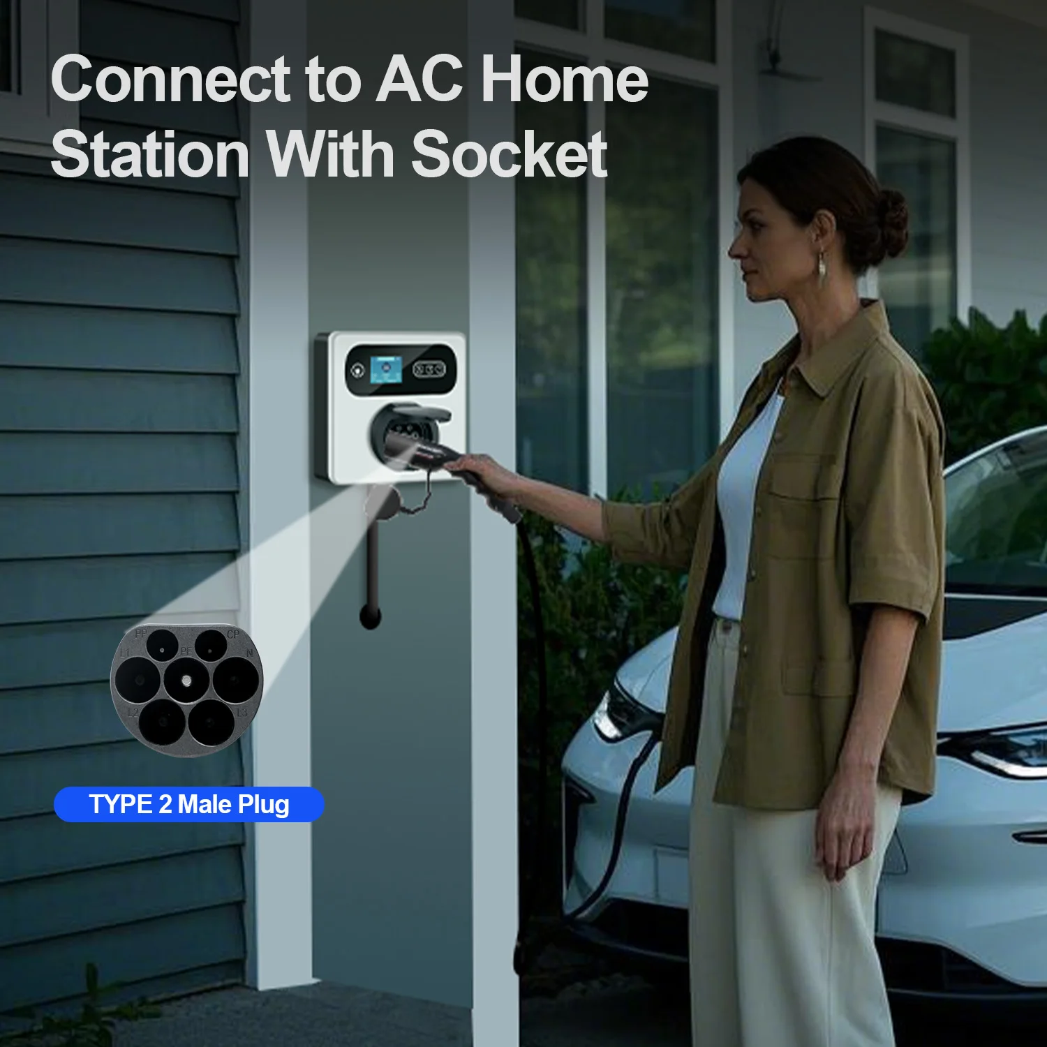 Kolanky نوع 2 ذكر EV التوصيل 1P/3 المرحلة شحن بندقية رئيس 16A/32A IEC 62196-2 EV موصل شاحن الاتصال بمحطة شحن EV