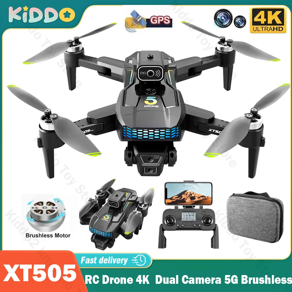 XT505 RC Drone 4K HD Dual Camera GPS 5G Wifi 360 Obstacle Avoidance Brushless Motor Foldable Quadcopter RC Dron Toy Christmas