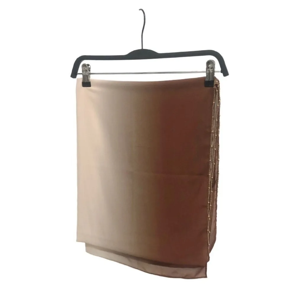 

Модный градиентный двойной цветной шарф в этническом стиле, цепочка с бусинами, длинный исламский тюрбан, тонкая бандана, шаль для вечеринки