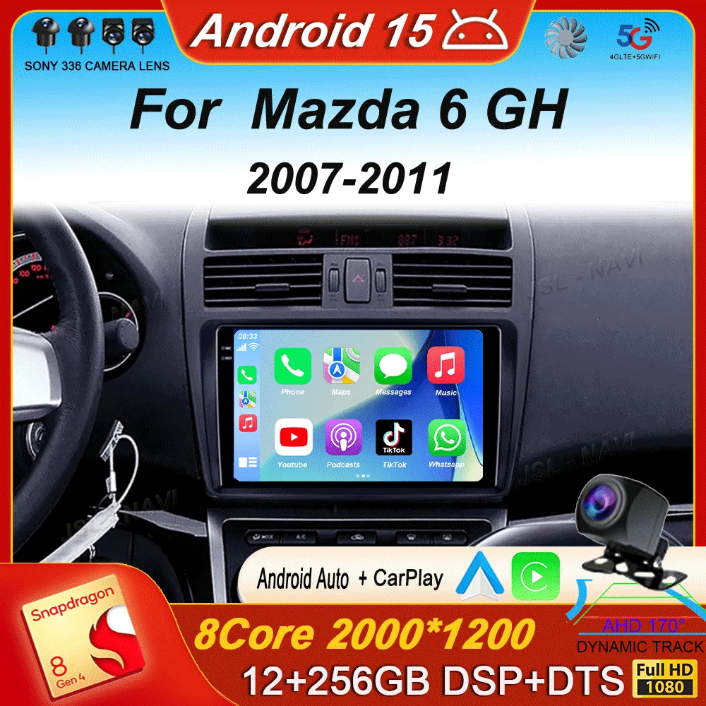 

Carplay Auto Car Radio For Mazda 6 GH 2007 2008 2009 2010 2011 2012 Multimedia Android15 GPS Video Player Stereo 2din Head Unit