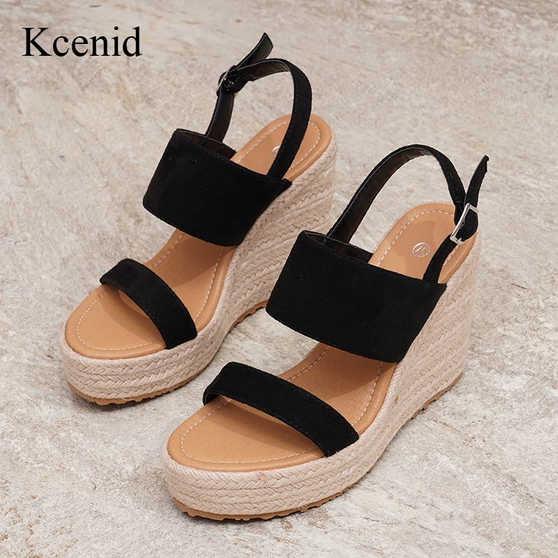 

Kcenid Fashion Ladies Ankle Buckle Strap Summer Wedge Sandals High Heels Open Toe Party Dress Shoes For Woman Heeled Sandals