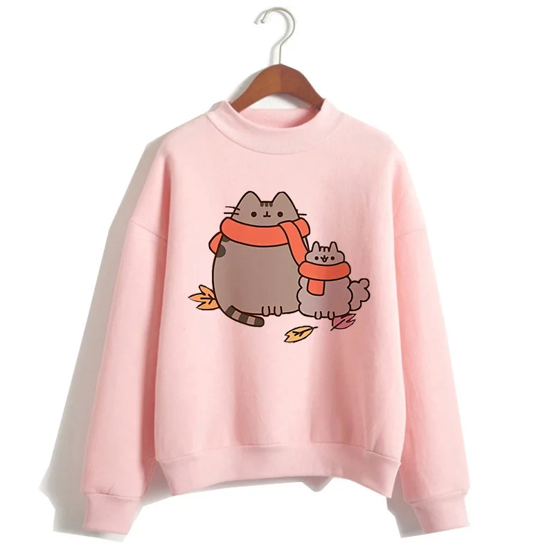 Women\'s Cartoon Cat Print Fashion Crew Sweatshirt Sweatshirt  Streetwear  Harajuku  Sweatshirts Clothes  Streetwear Women