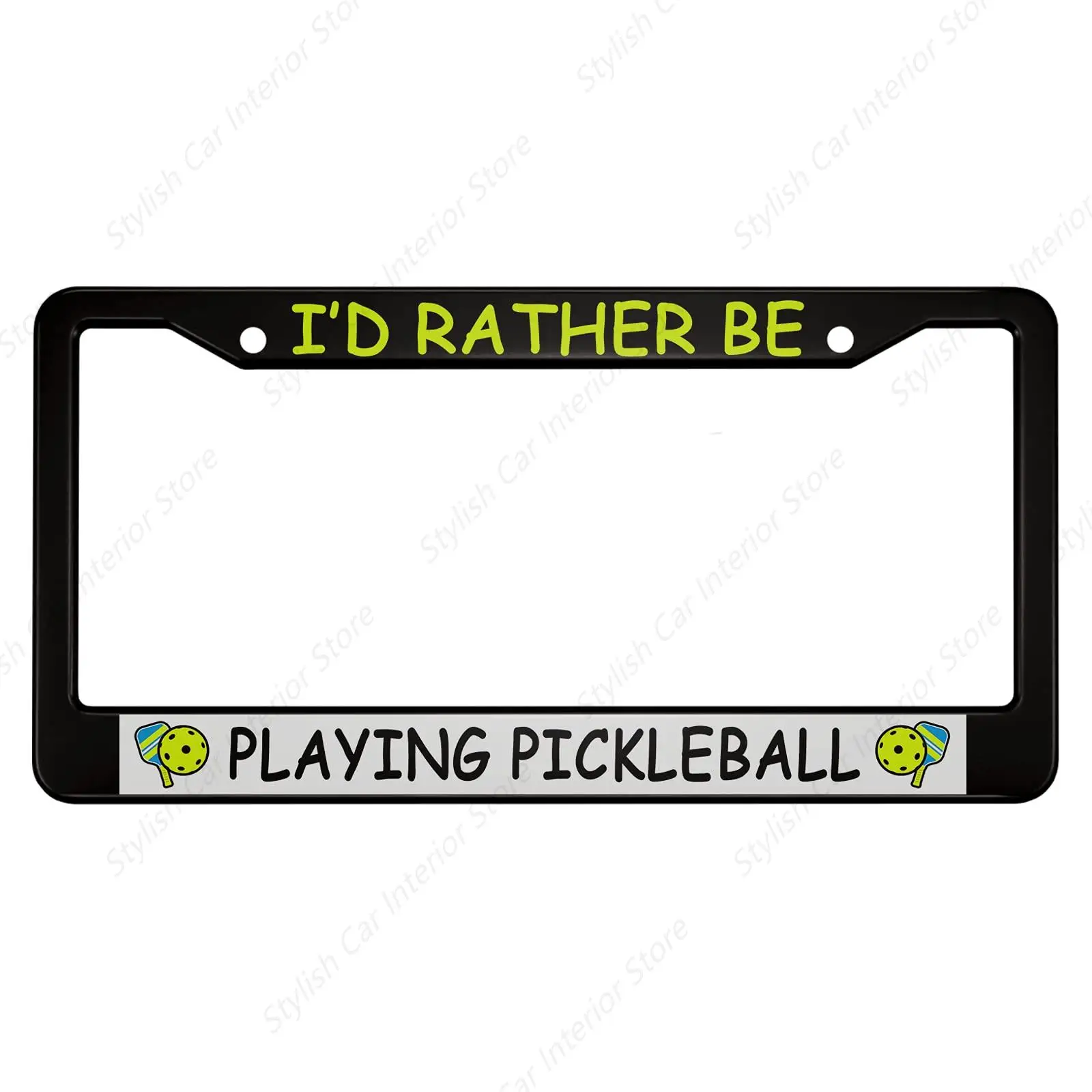

Рамка номерного знака из алюминиевого сплава I'd Rather Be Playing Pickleball, зеленая, черная ракетка с шариком для маринования, подходит для стандартного автомобиля США