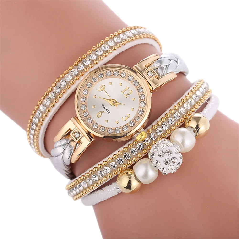 2021 Heat Decor Brand Watch Women Leopard Luxury Band Bracelet Quartz Braided Winding Wrap Beige Long Chain Female Wrist Watch