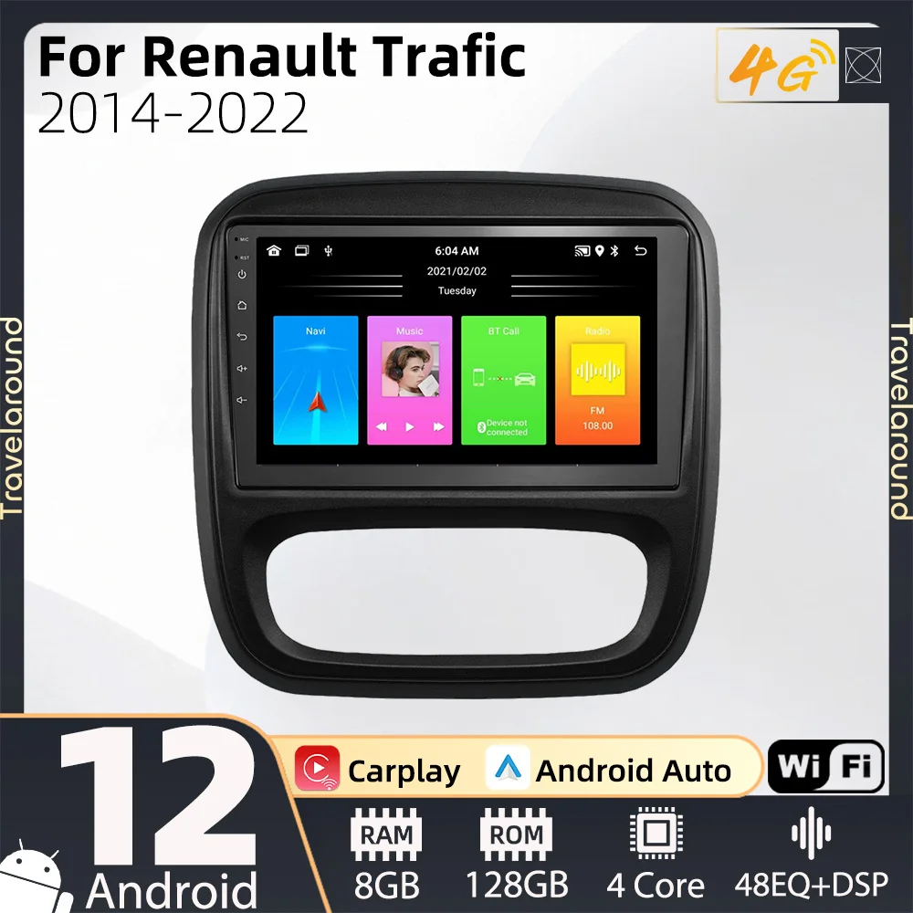 

2 Din Android Car Radio for Renault Trafic 3 Opel Vivaro B 2014-2022 Autoradio GPS Navigation Multimedia Player Head Unit Stereo