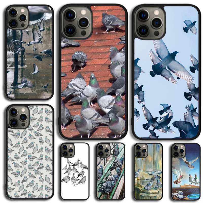 Pigeons Doves Bird Birds Flock Animal Phone Case For iPhone 14 15 16 13 12 Mini For Apple iPhone 11 Pro Max 6 8 7 Plus SE2020