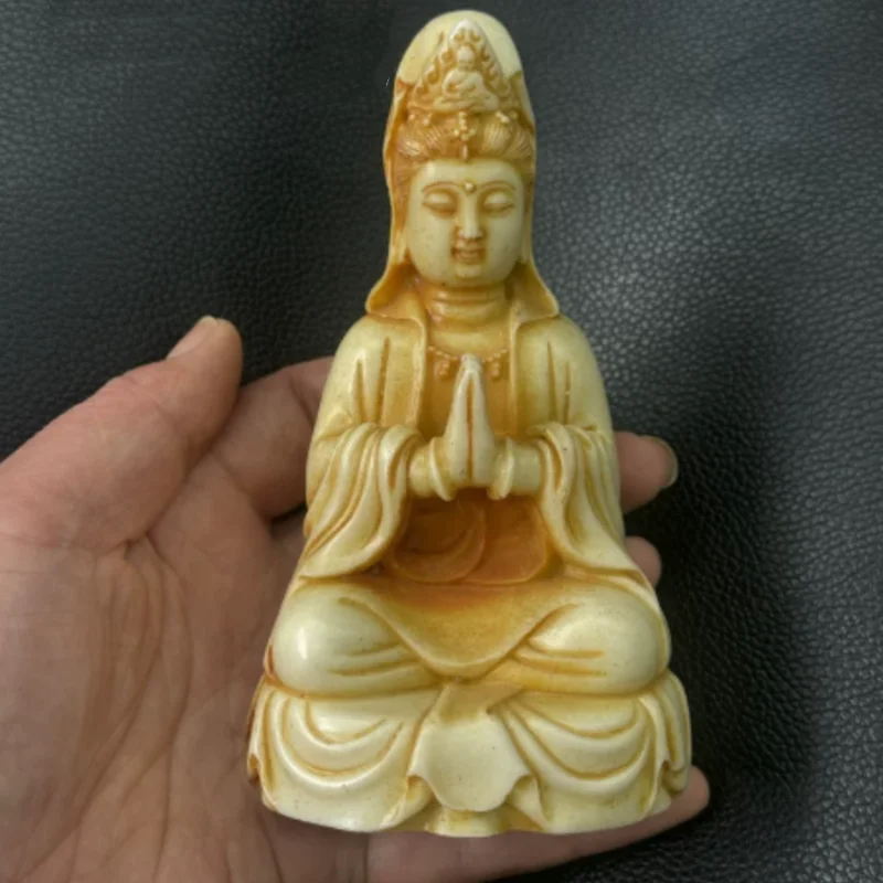 Antique Resin Guanyin Statue - Compassionate Bodhisattva Sculpture, Zen Home Altar Decor Display Tabletop Ornament