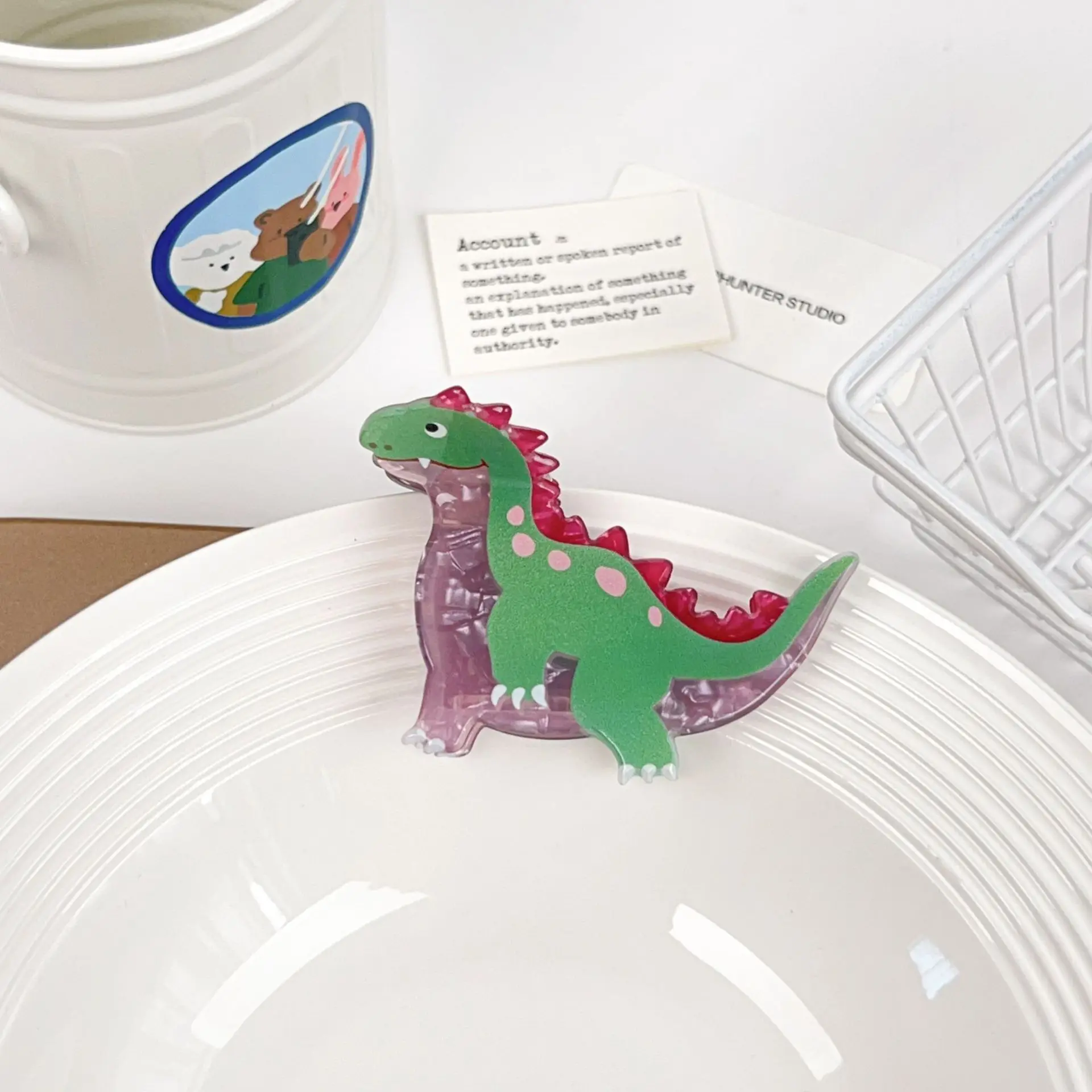 1 New dinosaur acrylic gripper, cute hair accessory, lizard hair clip, back head updo, shark clip image 5