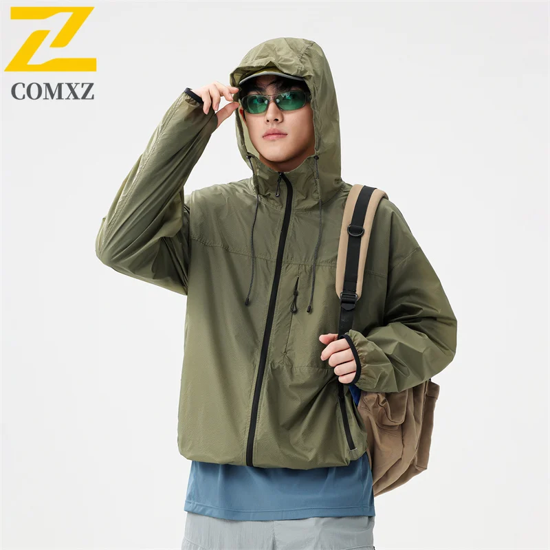 سترة بغطاء للرأس للحماية من الأشعة فوق البنفسجية للزوجين بعامل حماية من الأشعة فوق البنفسجية 50 + من الحرير الجليدي سريعة الجفاف للمشي لمسافات طويلة والمغامرات الخارجية ملابس واقية من الشمس #4