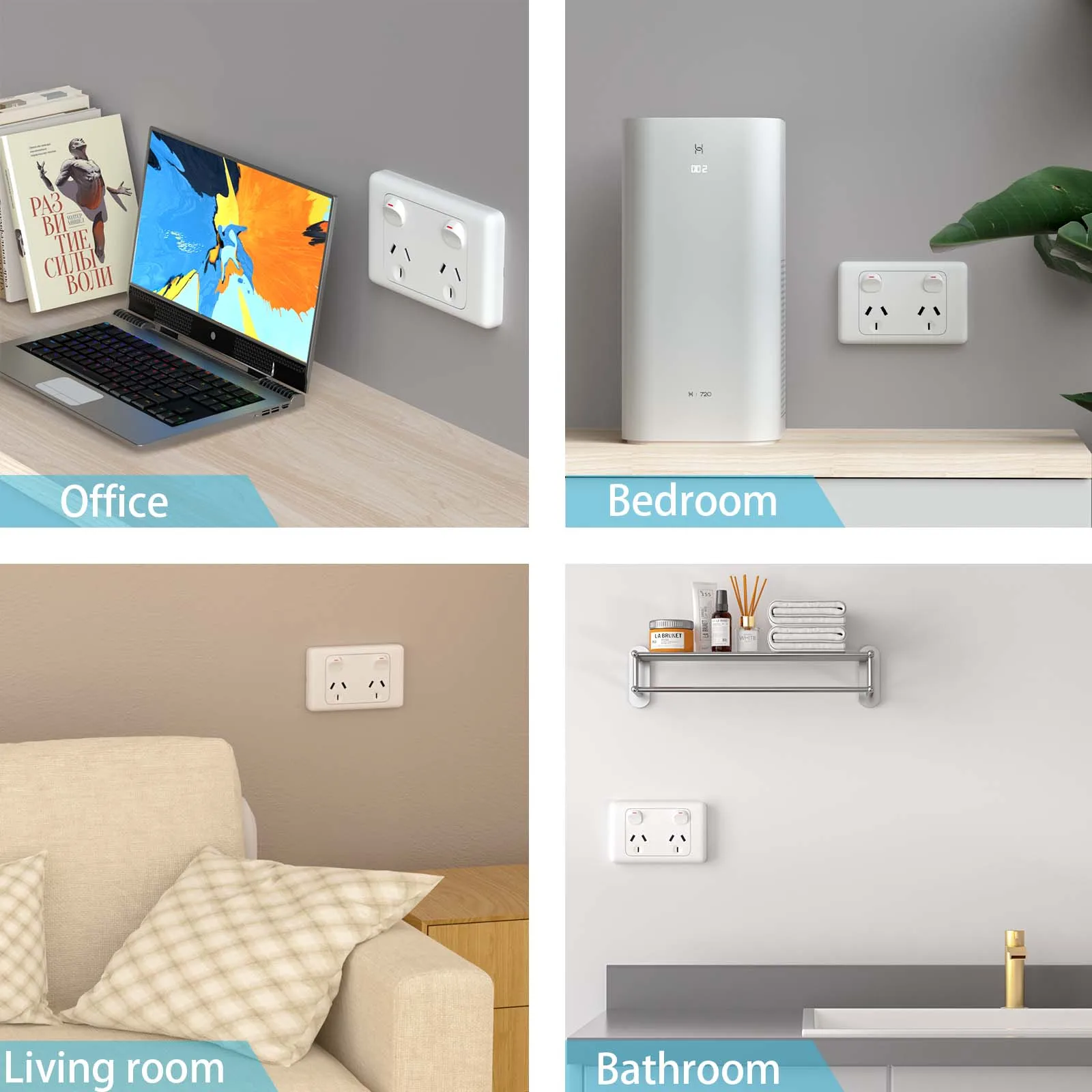 مقبس حائط كهربائي AU ، V ، نقطة طاقة مزدوجة ، منفذ GPO ، تحكم فردي من النوع I ، مفتاح فردي ، معيار أسترالي ، 2