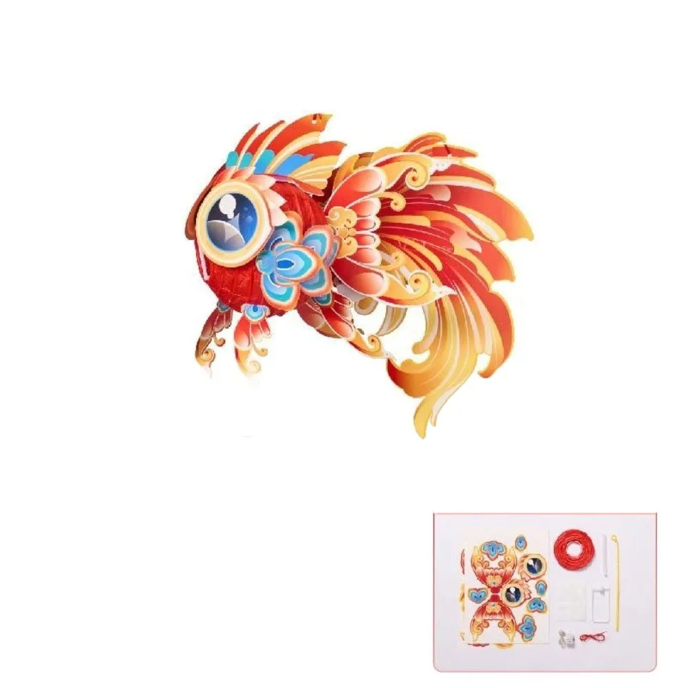 

3D Middle Autumn Festival Lantern Fish Paper DIY Lantern Material Kit Chinese Style Hand Made Ancient Style Handheld Lantern