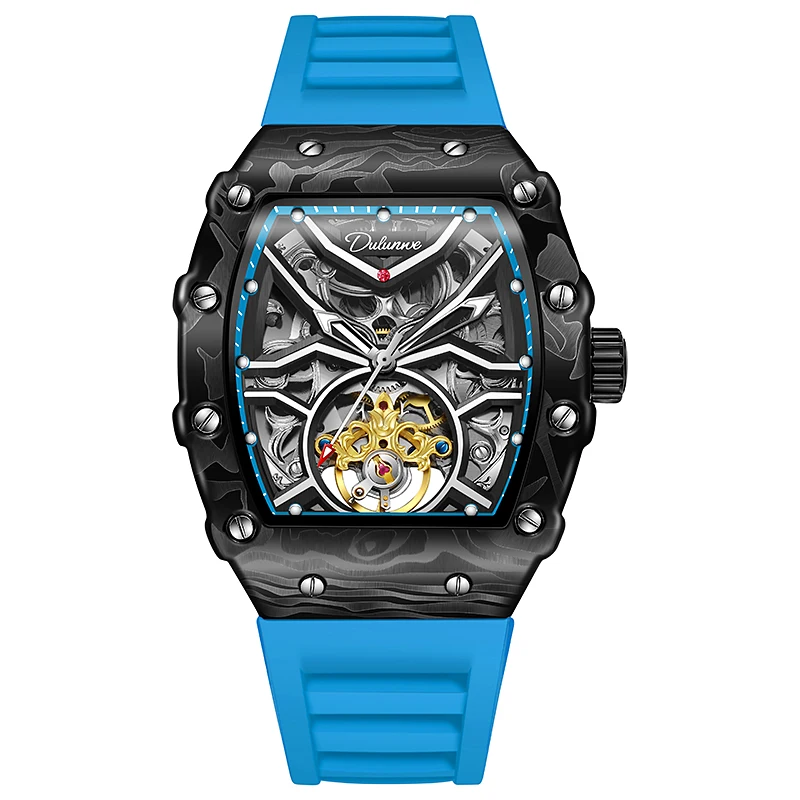 

Мужские часы: элитные механические часы с турбийоном, водонепроницаемые, светящиеся, модные, скелетонизированные, автоматические, с силиконовым ремешком