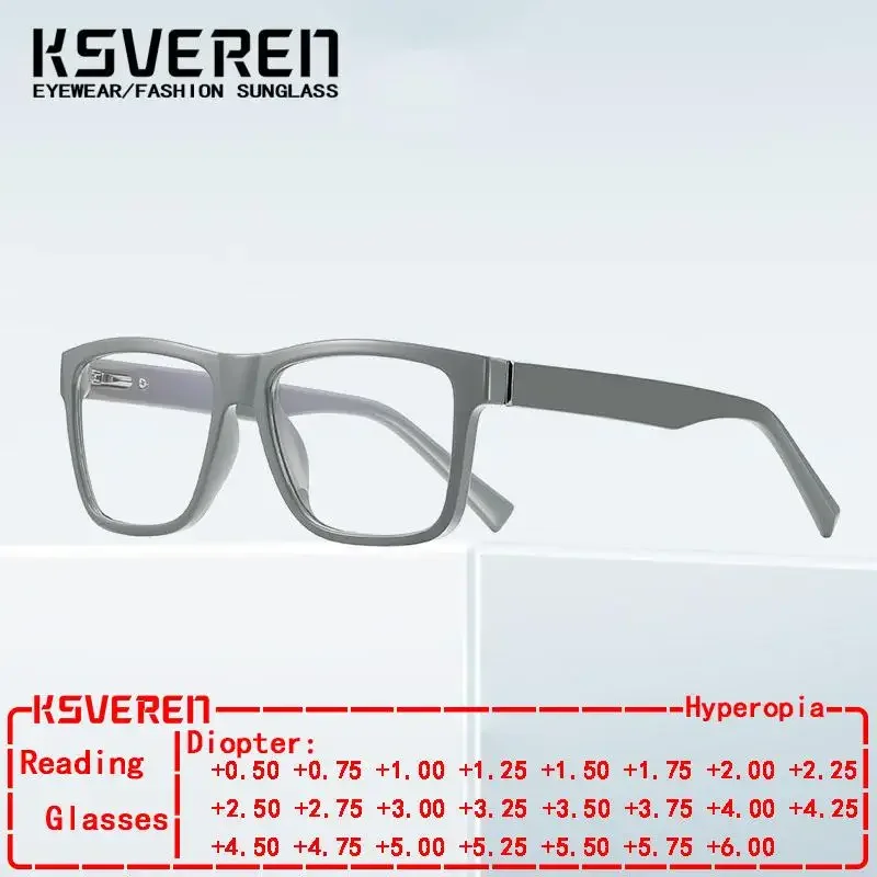 

KSVEREN очки для чтения с защитой от синего света для мужчин, ретро оптика по рецепту, очки для дальнозоркости, квадратная оправа для очков