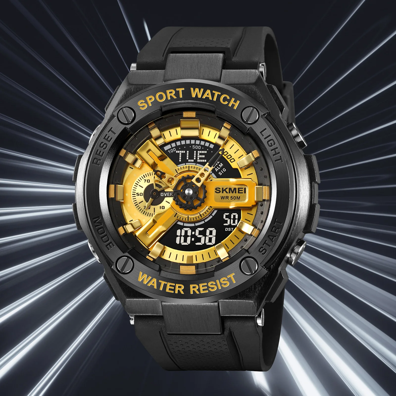 SKMEI Relojes Para Hombres رجل ساعة رياضية رقمية للرجال رجالي 5Bar مقاوم للماء ساعة توقيت 4 أجهزة إنذار التوقيت العالمي ساعات المعصم على مدار الساعة #2