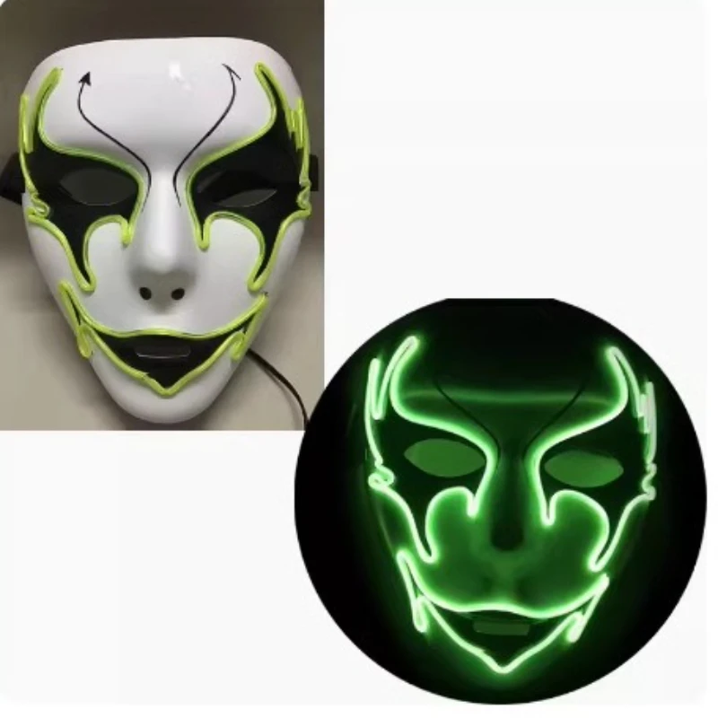 LED 발광 마스크 바 파티 호러 분위기 공연 짜증나는 발광 해골 마스크 할로윈 콜드 글로스 마스크