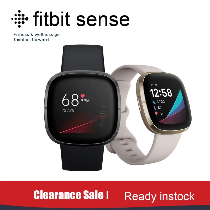 Fitbit Sense المتقدمة الصحة FB512 اللياقة البدنية Smartwatch الرياضة ساعة اللياقة البدنية تعقب اللياقة البدنية Smartwatch مع المدمج في نظام تحديد المواقع