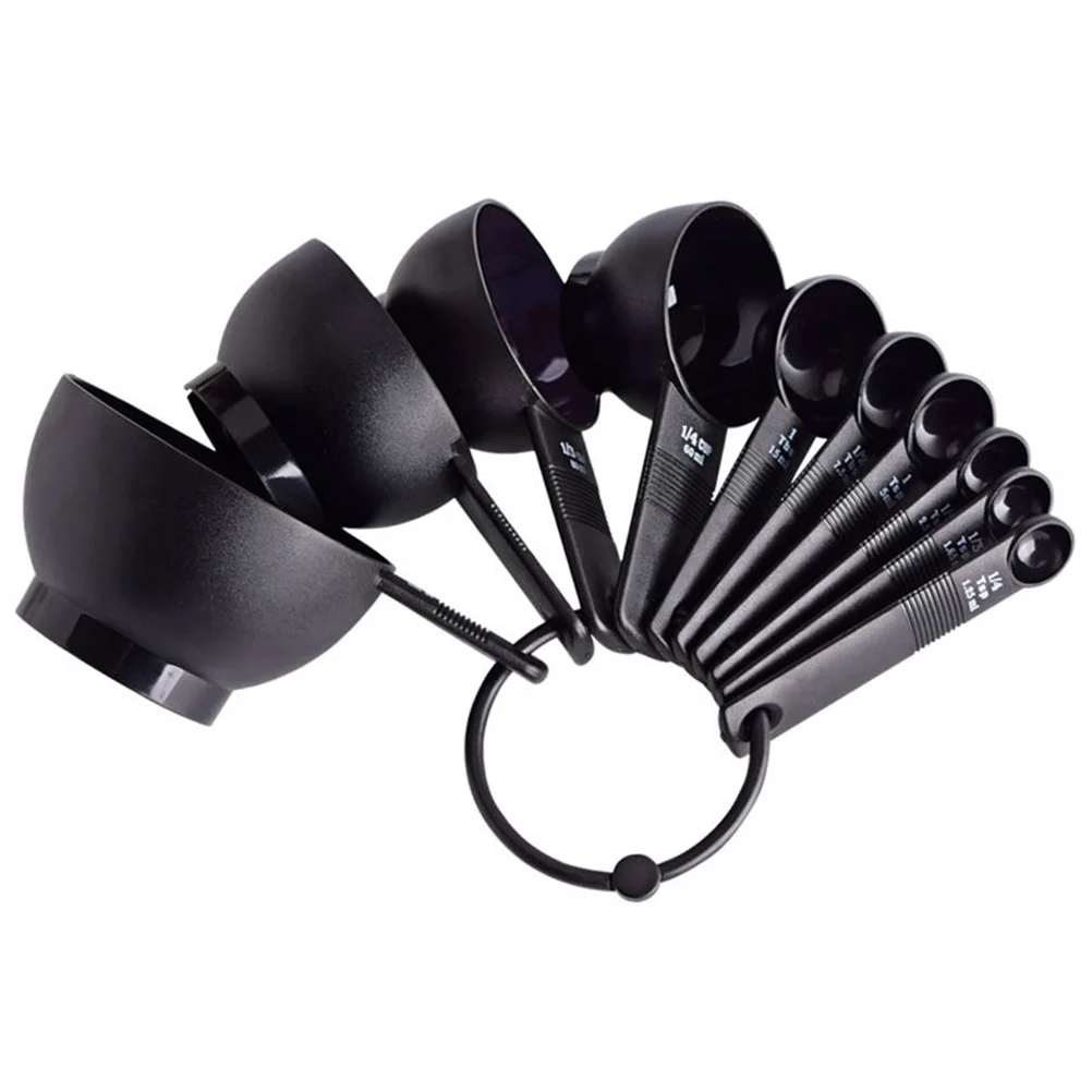 

10Pcs ABS Measuring Cups Set Silicone Handle Non-Slip Kitchen Gadgets Precise Baking Sugar Spice Seasoning Spoons Stackable