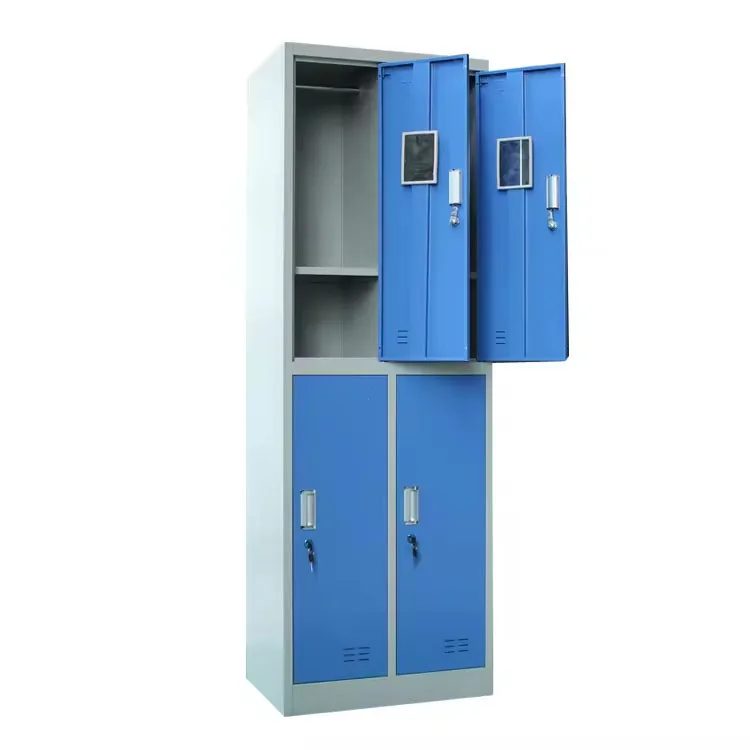 #hu High Quality Durable Waterproof Employee Dormitory Ventilation Hole Key Lock Multi-color 4-door Storage Steel Lockers
