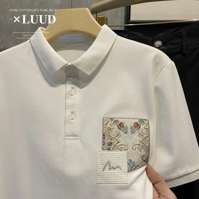 Slim-Fit Classic Chinese Style Personalized National Fashion Paste Cloth EmbroideryPOLOShirt Refined and Simple LapelTT-shirt Br