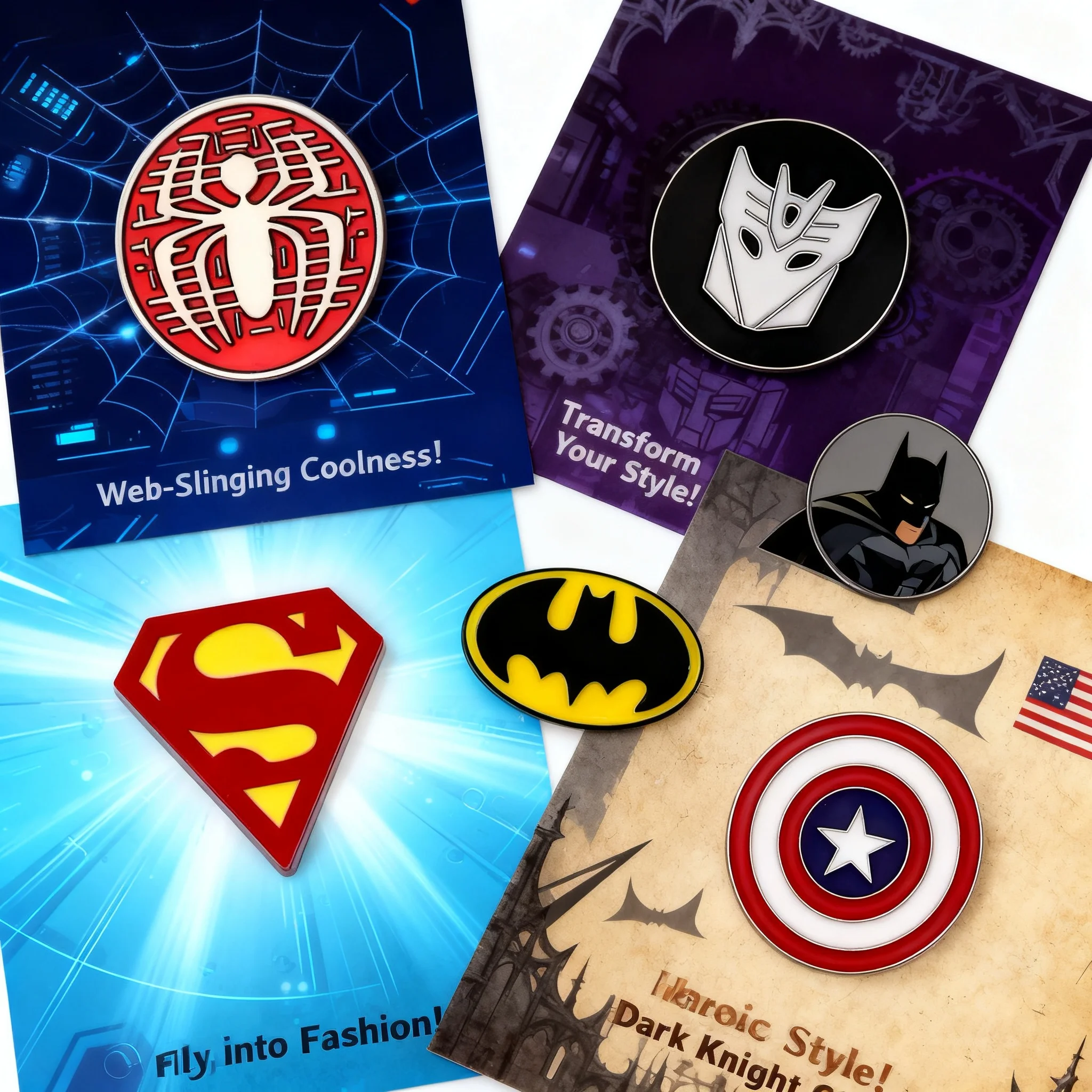 

5pcs Superhero Captain America Pin Trend Spiderman Badge Clothing Backpack Accessories