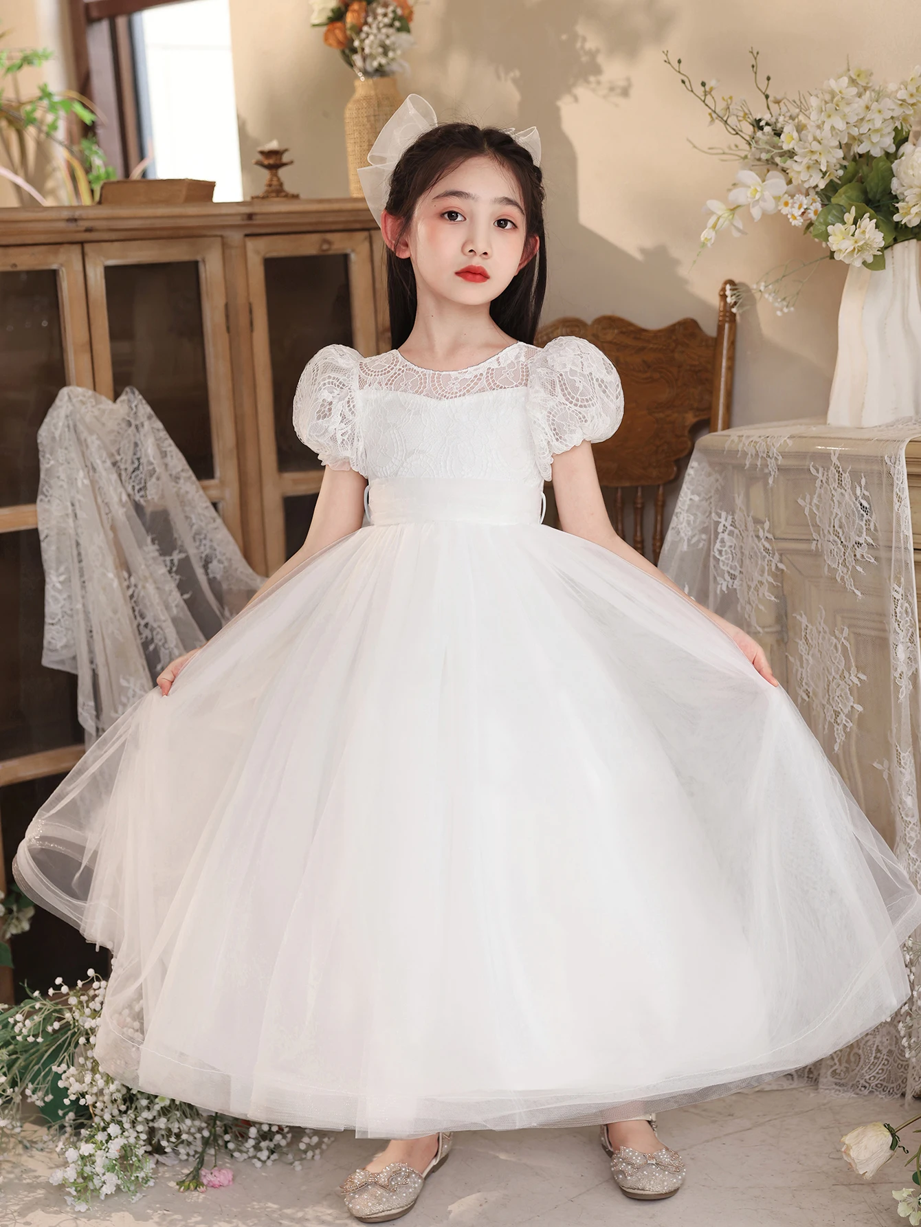 Hot Popular Girl Kids Flower Summer Gowns Apparel Child Anniversary Wedding Dress