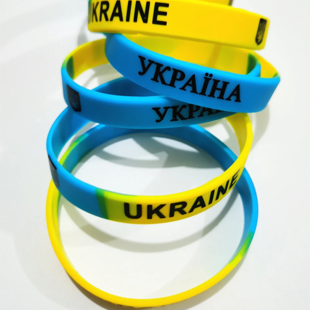 Bracelet en silicone drapeaux de l'Ukraine pour hommes et femmes, bracelet en caoutchouc de sport, bracelet de football, 21e bracelets à breloques, cadeau, 2 pièces, 3 pièces, 5 pièces, lot